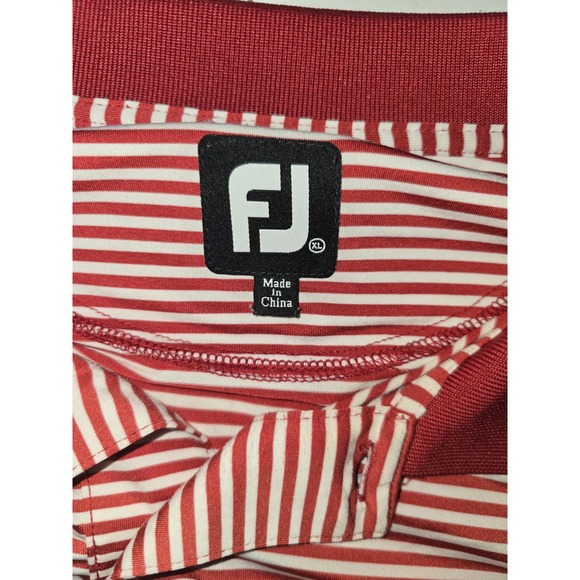 Footjoy Men's Golf Polo Shirt Red And White Stripes‎ Size XL -Item#151 - Picture 1 of 7